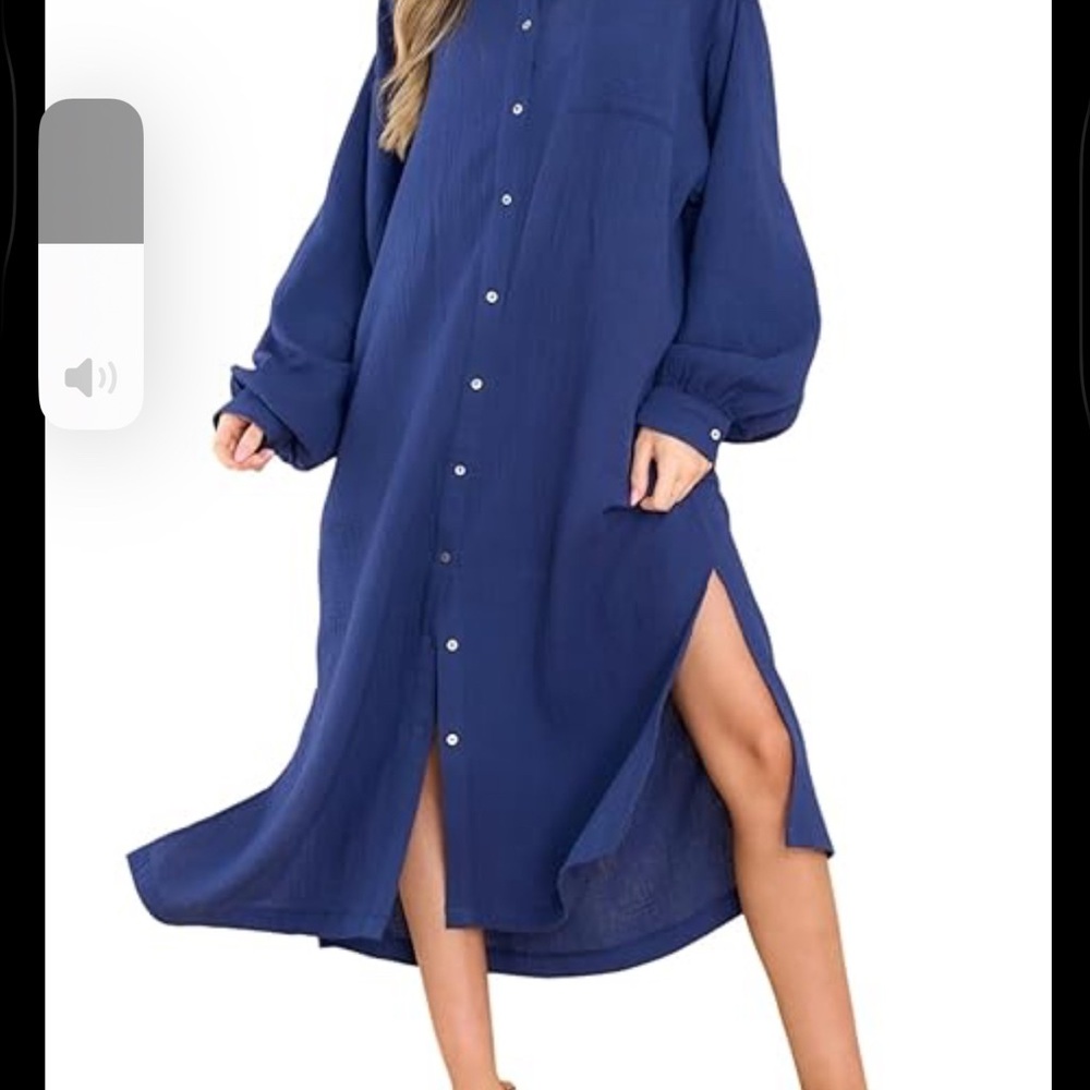 Elegant Navy Blue Shirt Dress